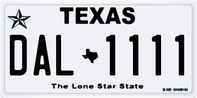 TX license plate DAL1111
