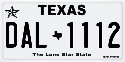 TX license plate DAL1112