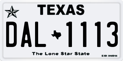 TX license plate DAL1113