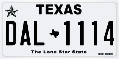 TX license plate DAL1114