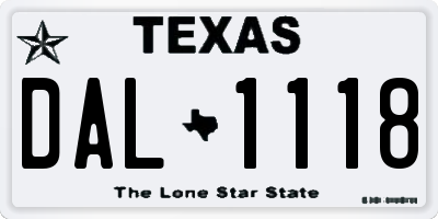 TX license plate DAL1118