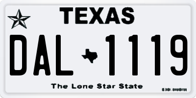 TX license plate DAL1119