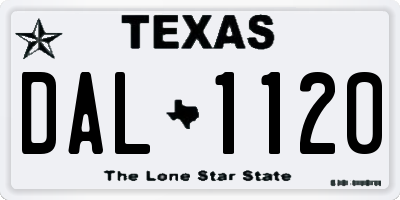 TX license plate DAL1120