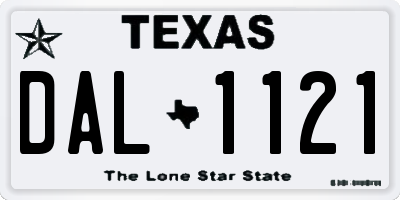 TX license plate DAL1121