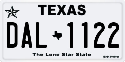TX license plate DAL1122