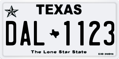 TX license plate DAL1123