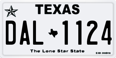 TX license plate DAL1124