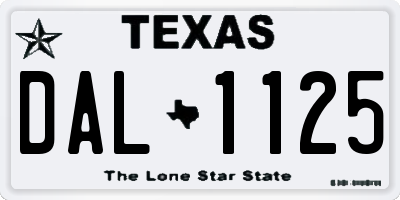 TX license plate DAL1125