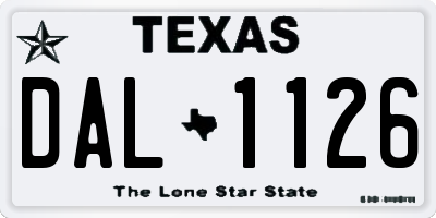 TX license plate DAL1126