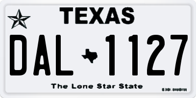TX license plate DAL1127