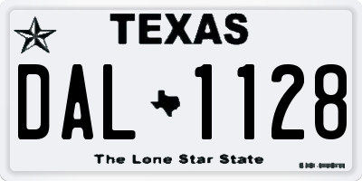 TX license plate DAL1128