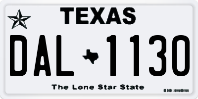 TX license plate DAL1130