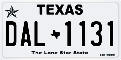 TX license plate DAL1131