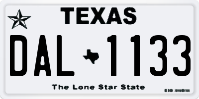 TX license plate DAL1133