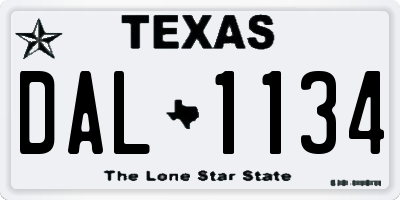 TX license plate DAL1134