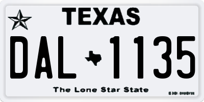TX license plate DAL1135