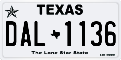 TX license plate DAL1136