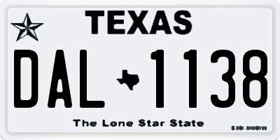 TX license plate DAL1138
