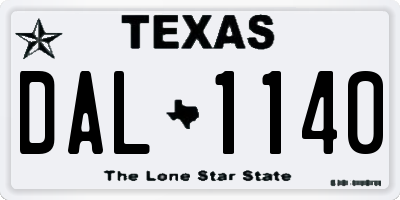 TX license plate DAL1140