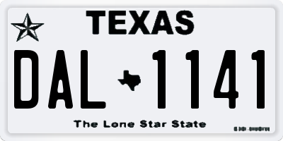 TX license plate DAL1141