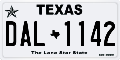 TX license plate DAL1142