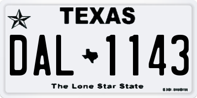 TX license plate DAL1143