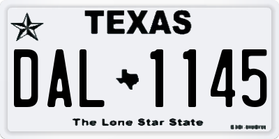 TX license plate DAL1145