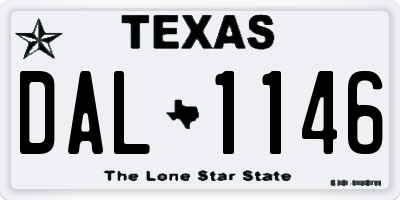 TX license plate DAL1146