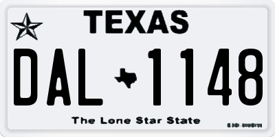 TX license plate DAL1148