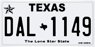 TX license plate DAL1149