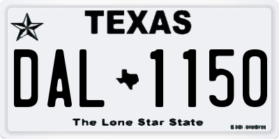 TX license plate DAL1150