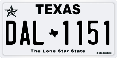TX license plate DAL1151