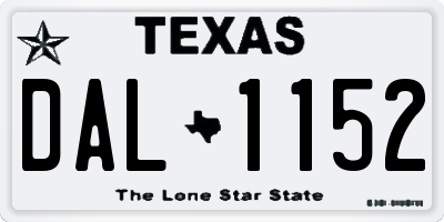 TX license plate DAL1152