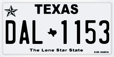 TX license plate DAL1153