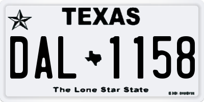 TX license plate DAL1158