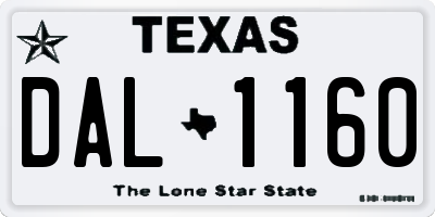 TX license plate DAL1160
