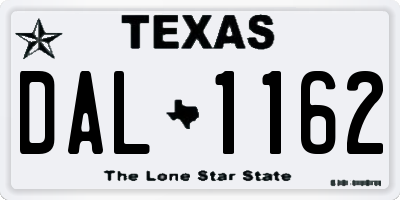 TX license plate DAL1162