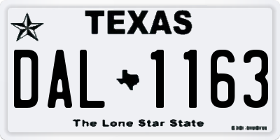 TX license plate DAL1163
