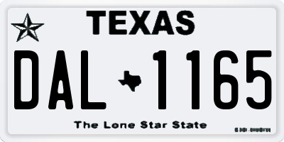 TX license plate DAL1165