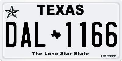 TX license plate DAL1166