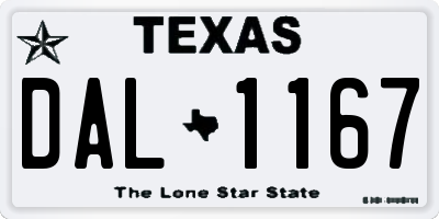 TX license plate DAL1167