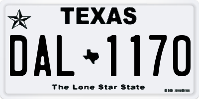 TX license plate DAL1170