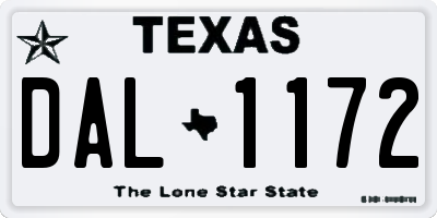 TX license plate DAL1172