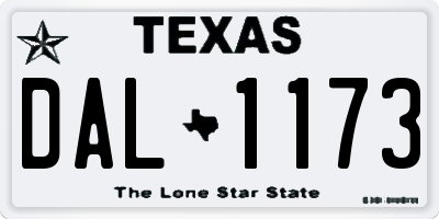 TX license plate DAL1173