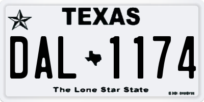 TX license plate DAL1174