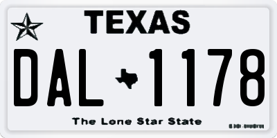 TX license plate DAL1178