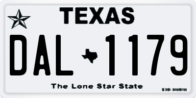 TX license plate DAL1179
