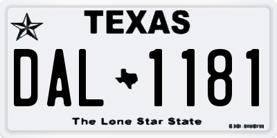 TX license plate DAL1181