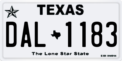 TX license plate DAL1183