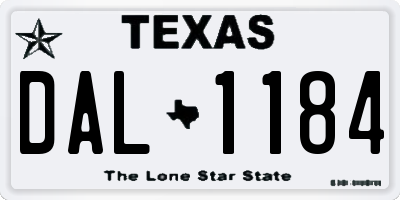 TX license plate DAL1184